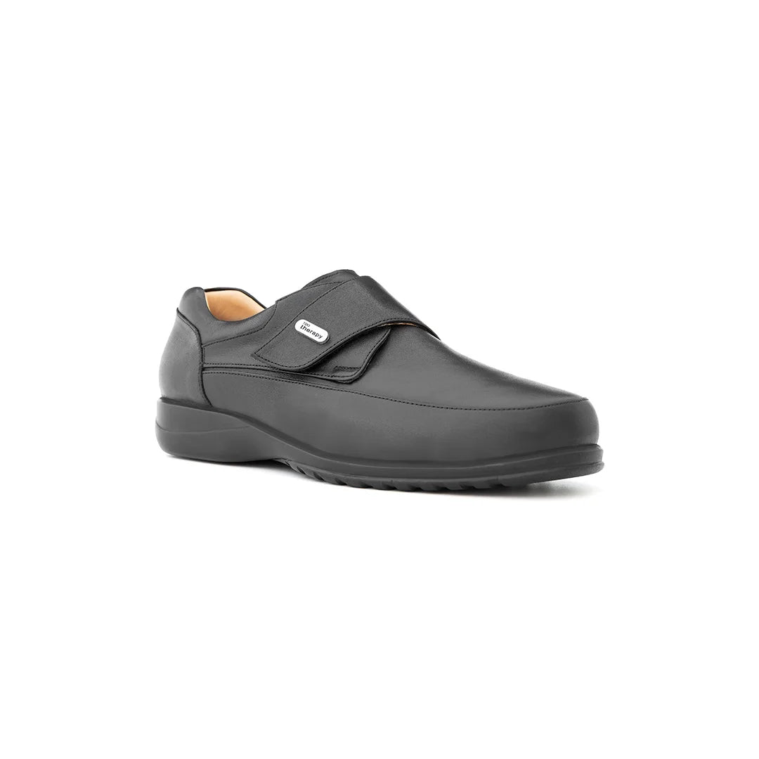 Men’s black orthopaedic diabetic shoes with seamless interior and memory foam