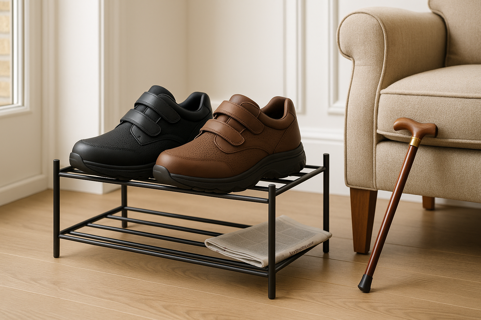 Stylish orthopaedic shoes for men with arch support and extra-wide soles, designed for maximum comfort and mobility – ideal therapeutic footwear for everyday wear.