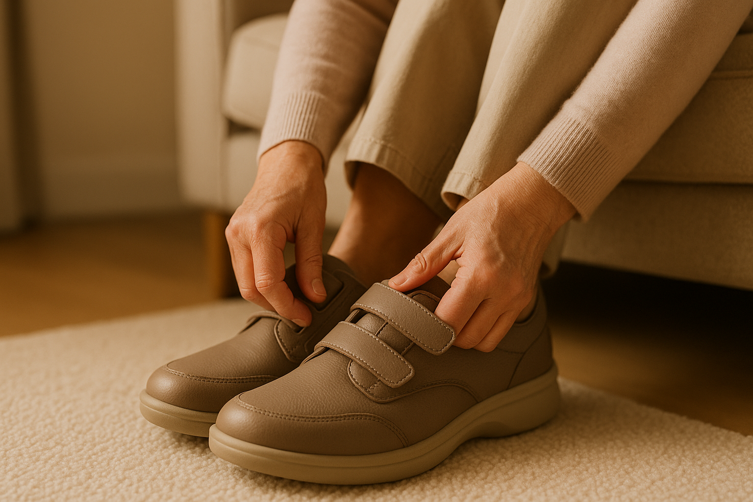 Adult adjusting orthopedic shoes for joint comfort and daily support.