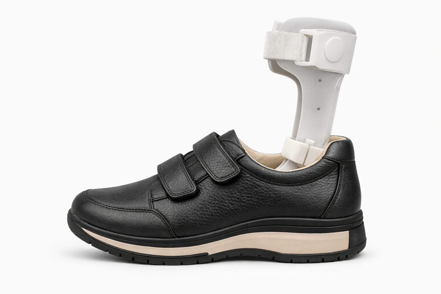 Orthopaedic shoe with extra depth designed to accommodate AFO support device