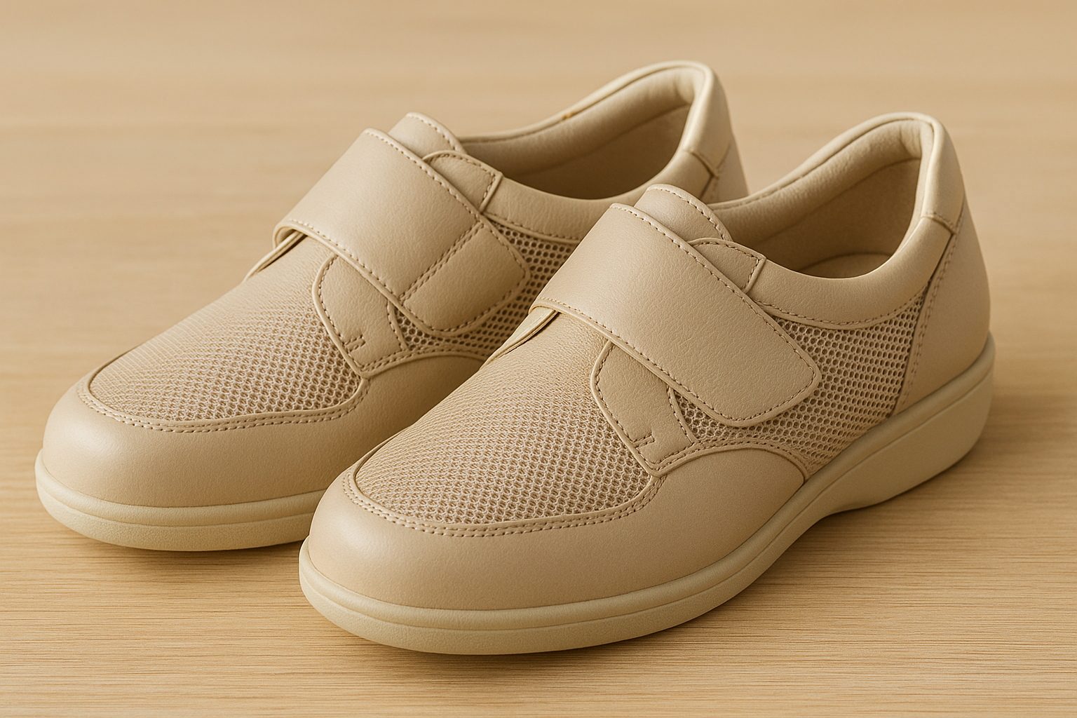 Soft leather diabetic shoes for women with breathable panels