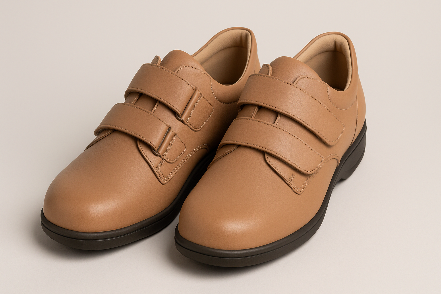 Diabetic-friendly orthopedic shoes with wide Velcro straps and cushioned lining