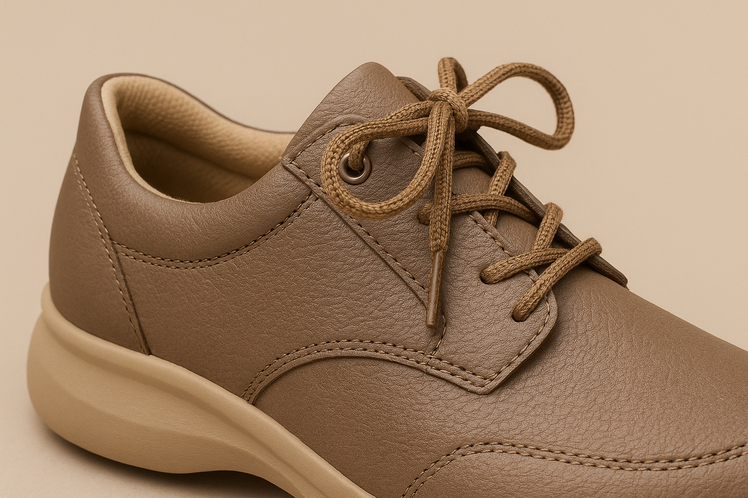 Orthopedic trainer with heel-lock lacing to prevent heel slippage.