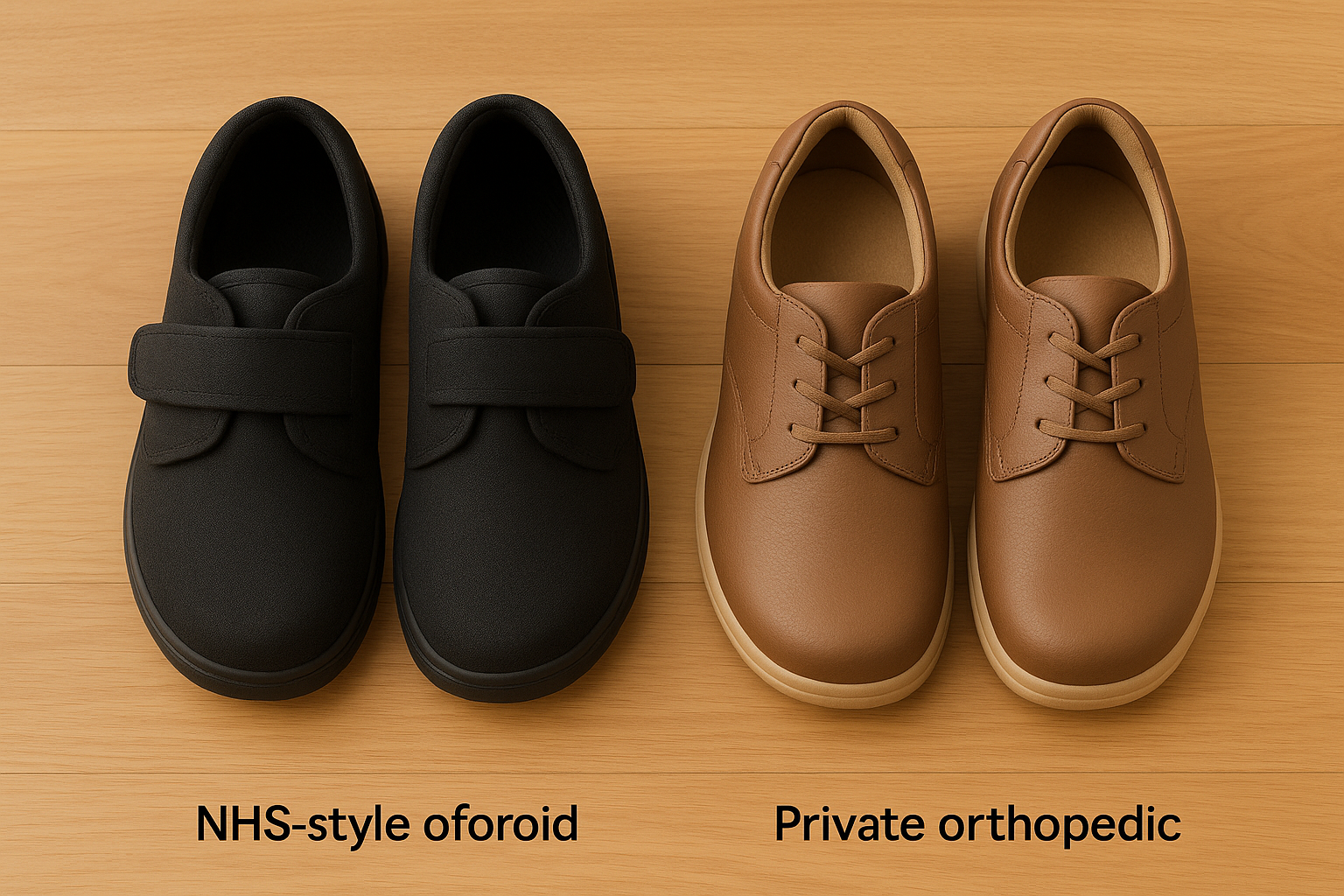 Comparison of NHS orthopedic shoes and private orthopedic shoes in the UK.