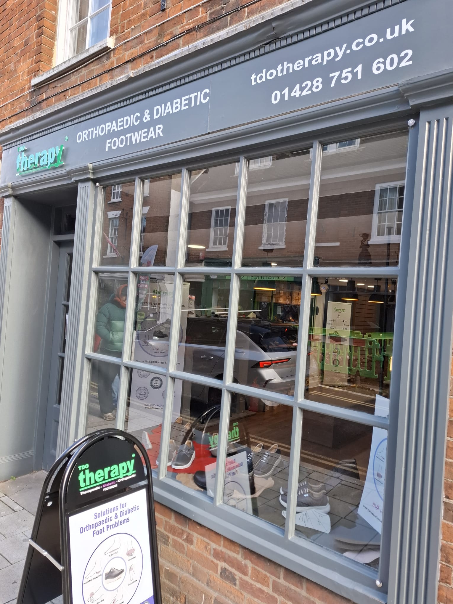 Specialist orthopaedic shoe fitting session at TDO Therapy Farnham store