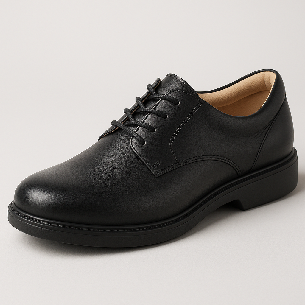 Orthopedic formal shoe with natural leather and cushioned insole offering comfort for long social events.