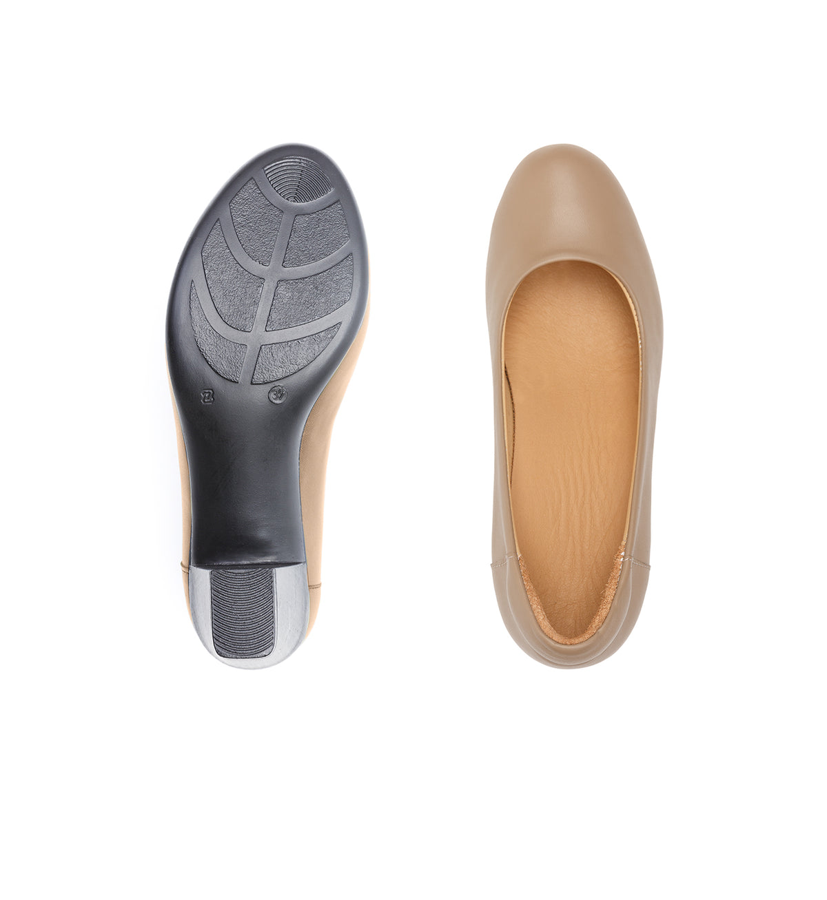 Top and sole views of the mink 112-W court shoe.