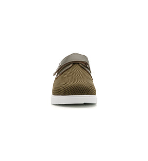 Khaki 616-20-19 mesh shoe with a broad strap, front view.