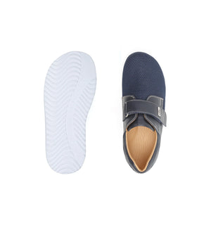 Navy extra wide diabetic shoes with breathable mesh uppers and supportive rocker sole.