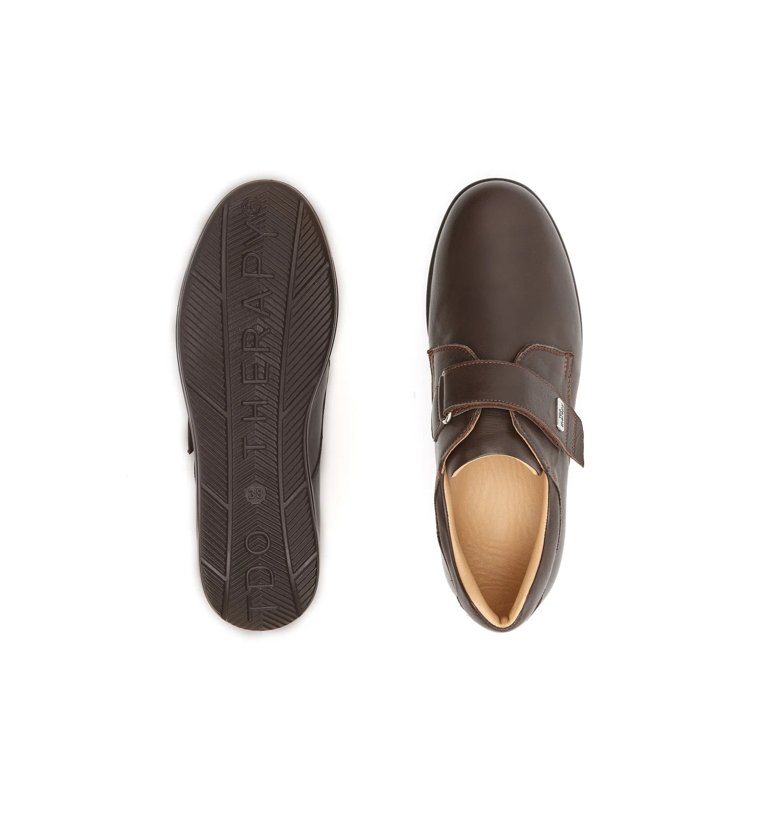 Top and outsole view of Ashby men's comfort shoes combining an adjustable fit with a supportive walking sole.