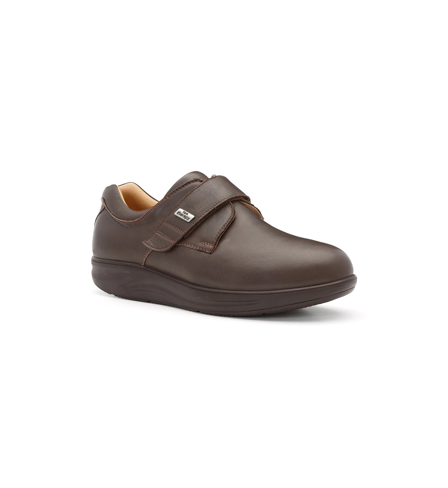 Brown Ashby men's comfort shoes with an easy hook and loop fastening and supportive everyday design.