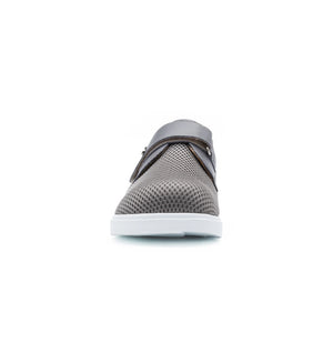 Front view of grey Ashby men's extra wide mesh shoes with a roomy toe box and breathable design