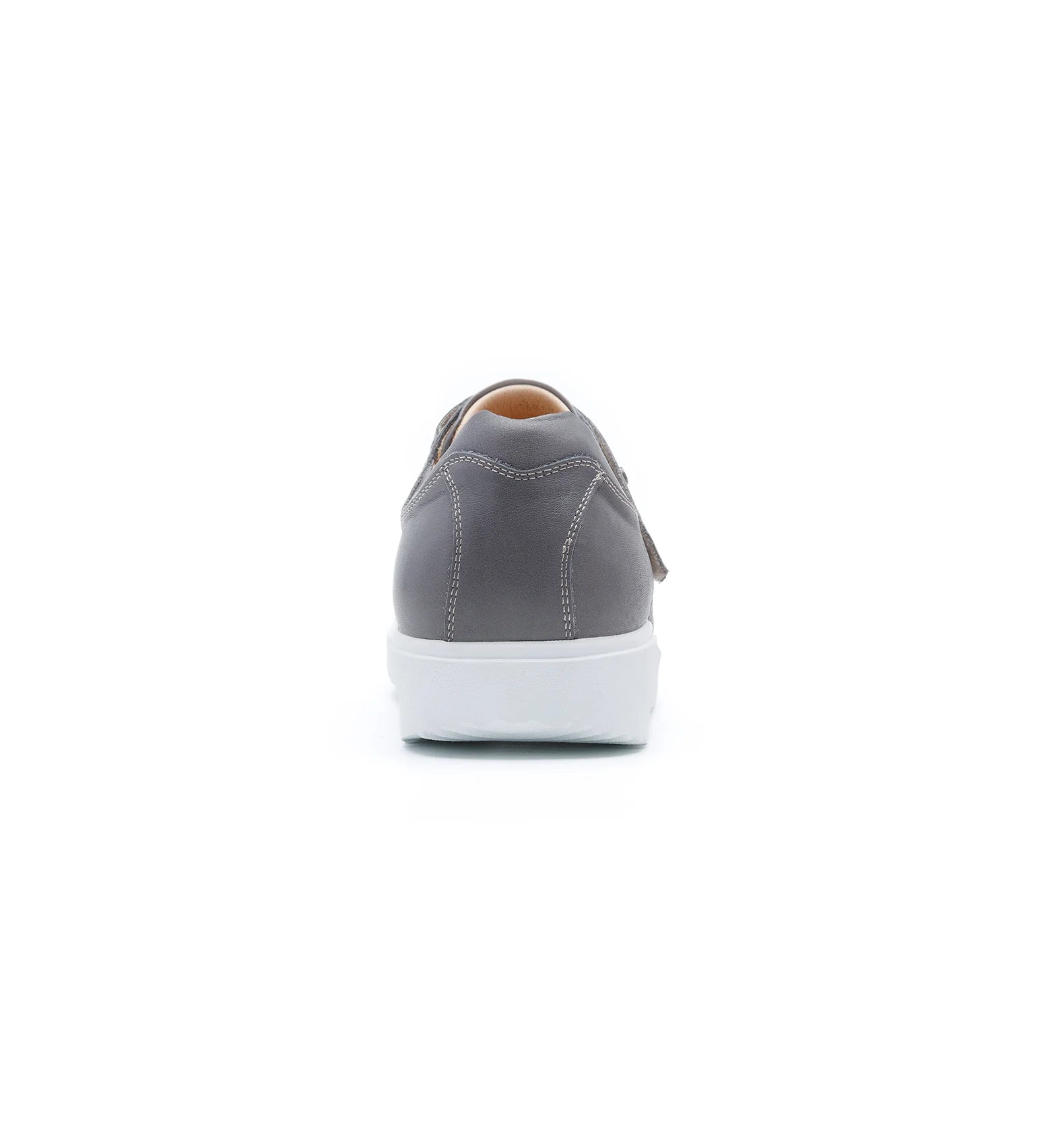 Rear view of grey Ashby men's extra wide mesh shoes featuring a supportive heel counter.
