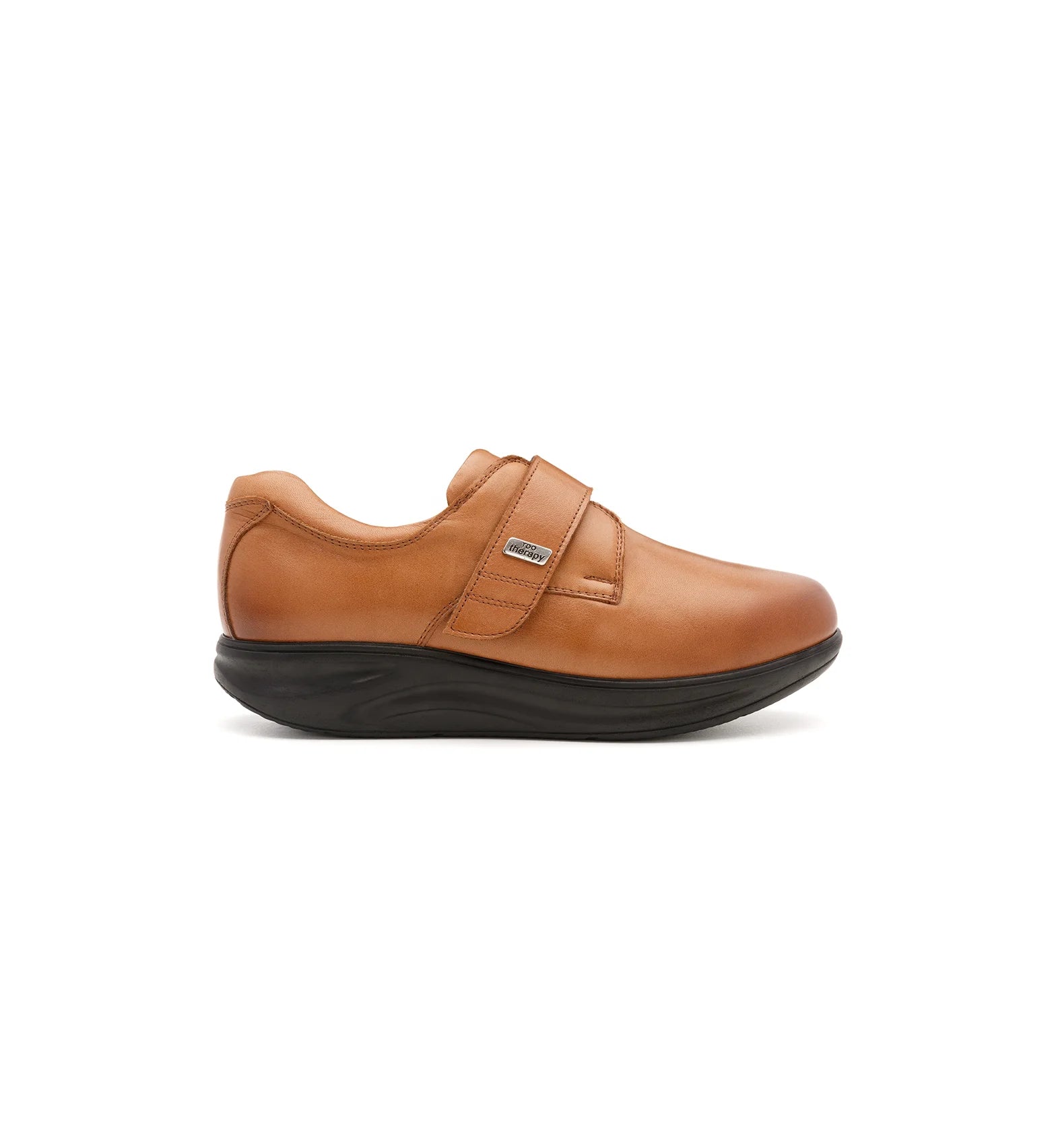 Side view of Ashby men's tan supportive walking shoes designed for comfort and stability.