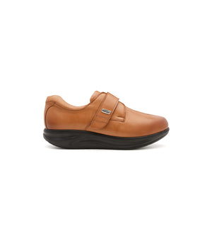 Side view of Ashby men's tan supportive walking shoes designed for comfort and stability.