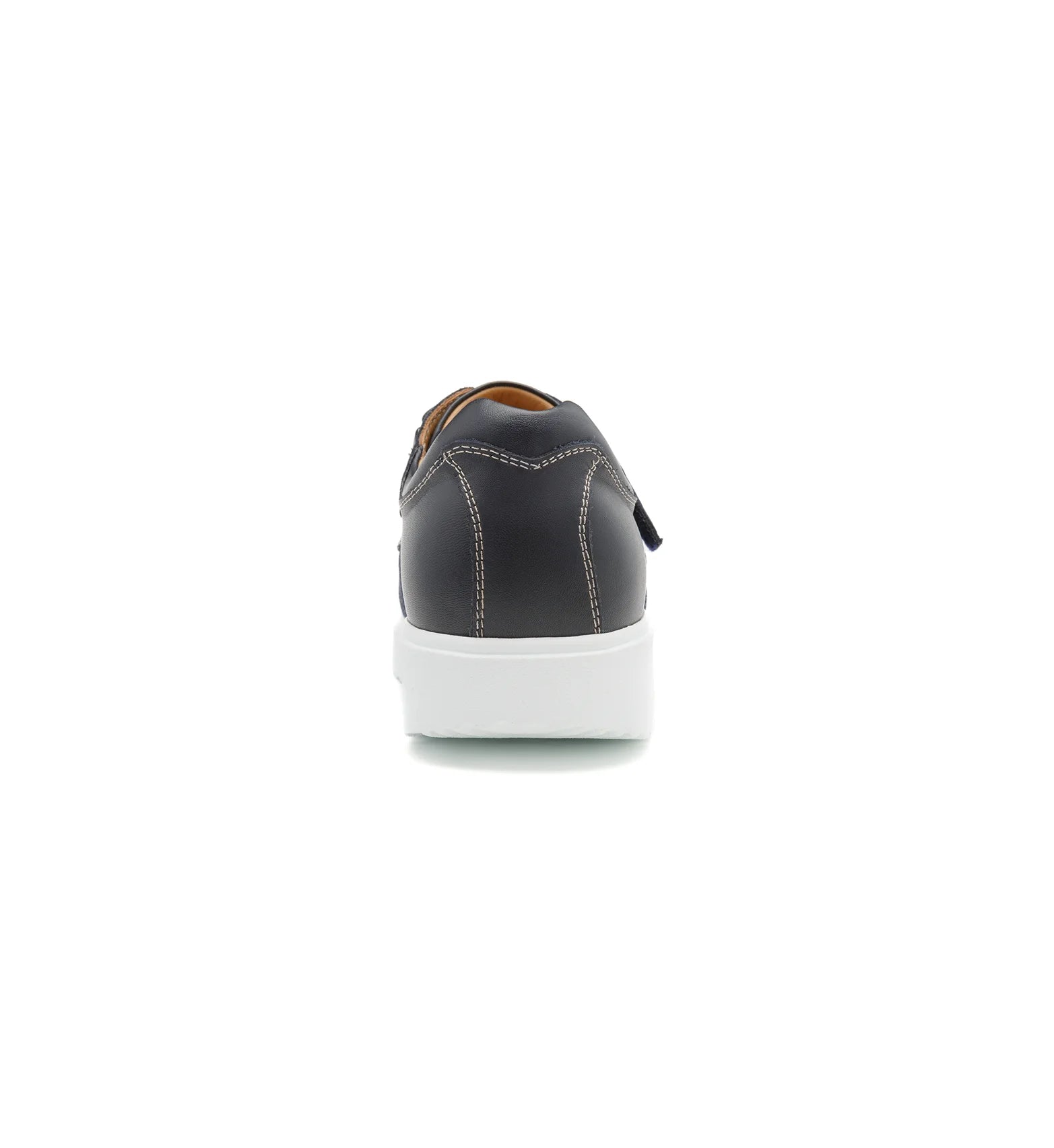 Navy comfort shoes with a supportive heel structure for everyday stability.