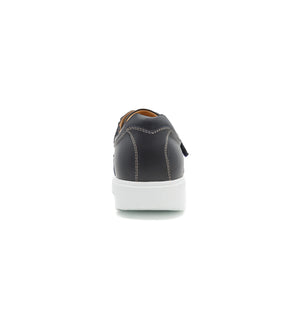 Navy comfort shoes with a supportive heel structure for everyday stability.