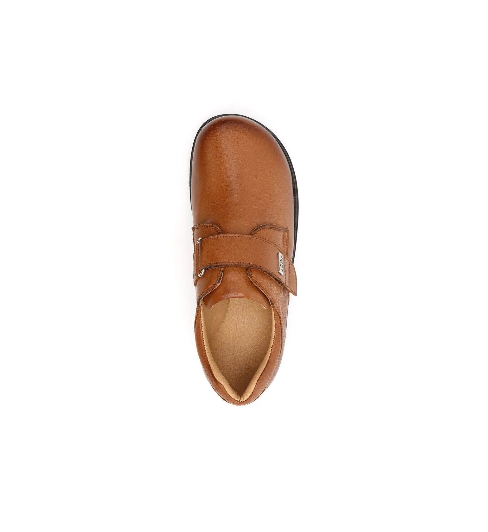 Women's tan comfort shoes with a removable footbed and adjustable touch fastening.