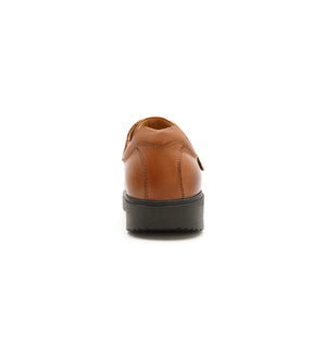 Women's tan comfort shoes with a stable heel design for secure everyday wear.