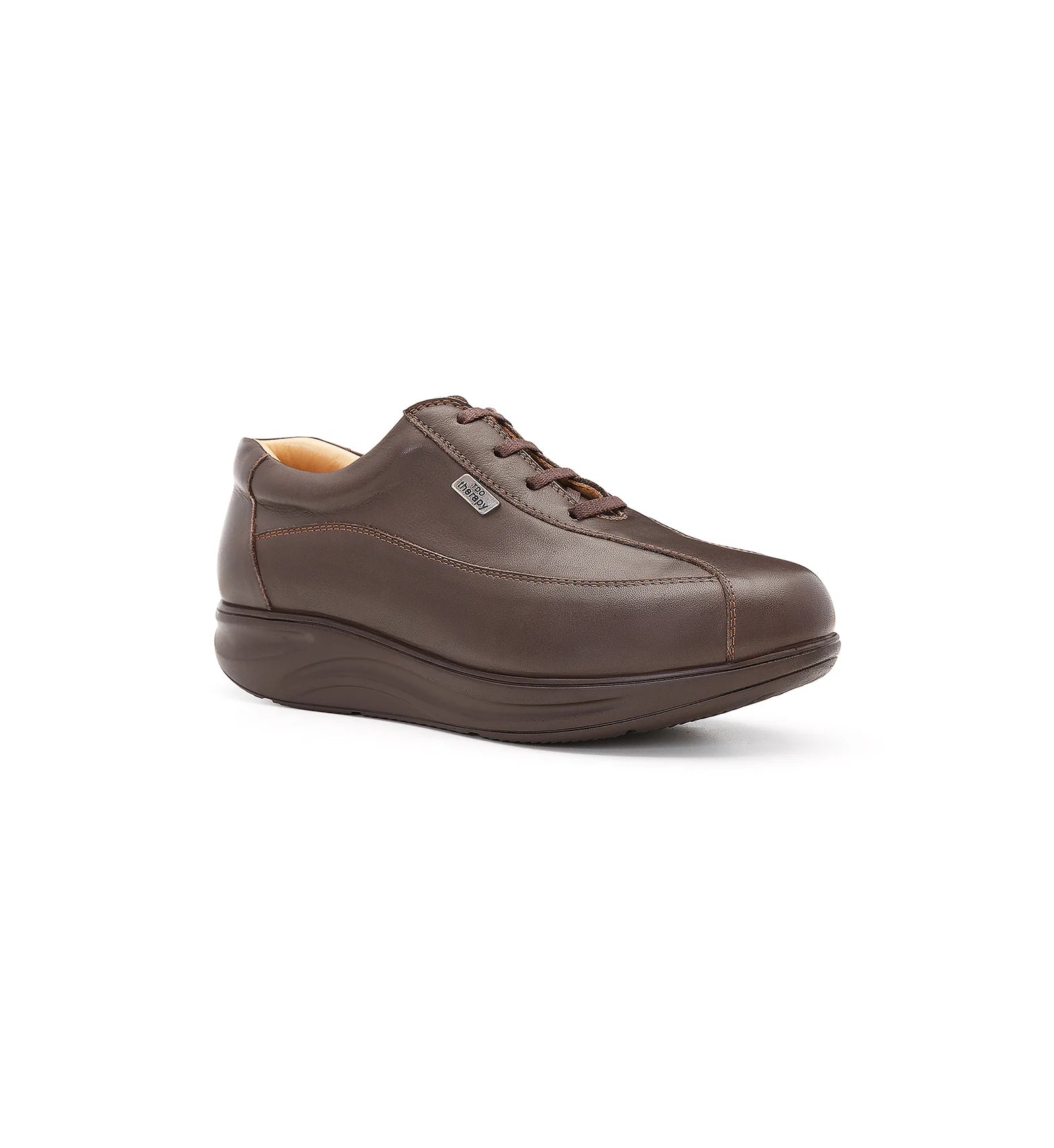 Supportive brown walking shoes for ladies with orthopaedic comfort