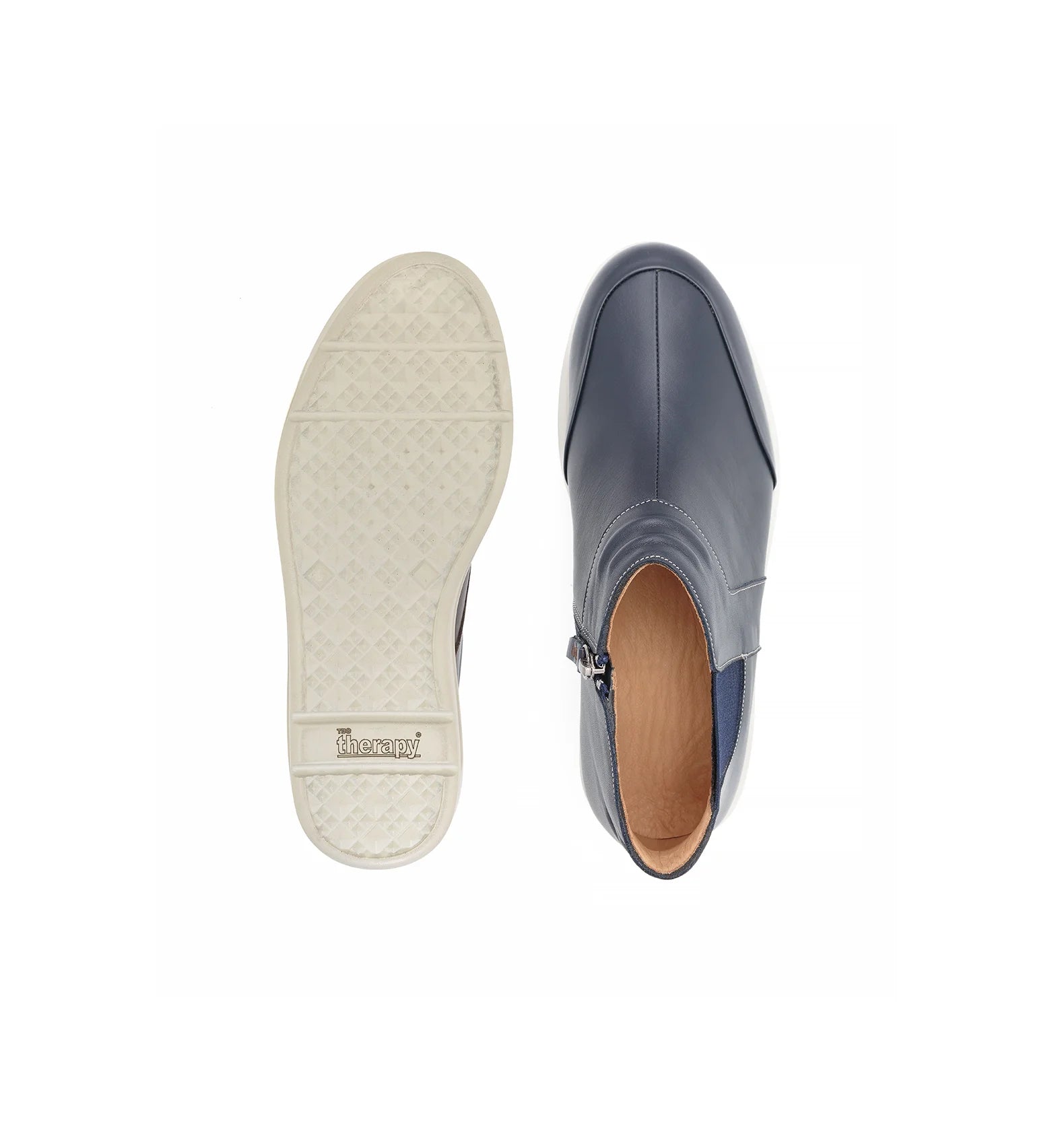 Men’s navy orthopedic Chelsea boots with cushioned insole for comfort and support – chelsea footwear.