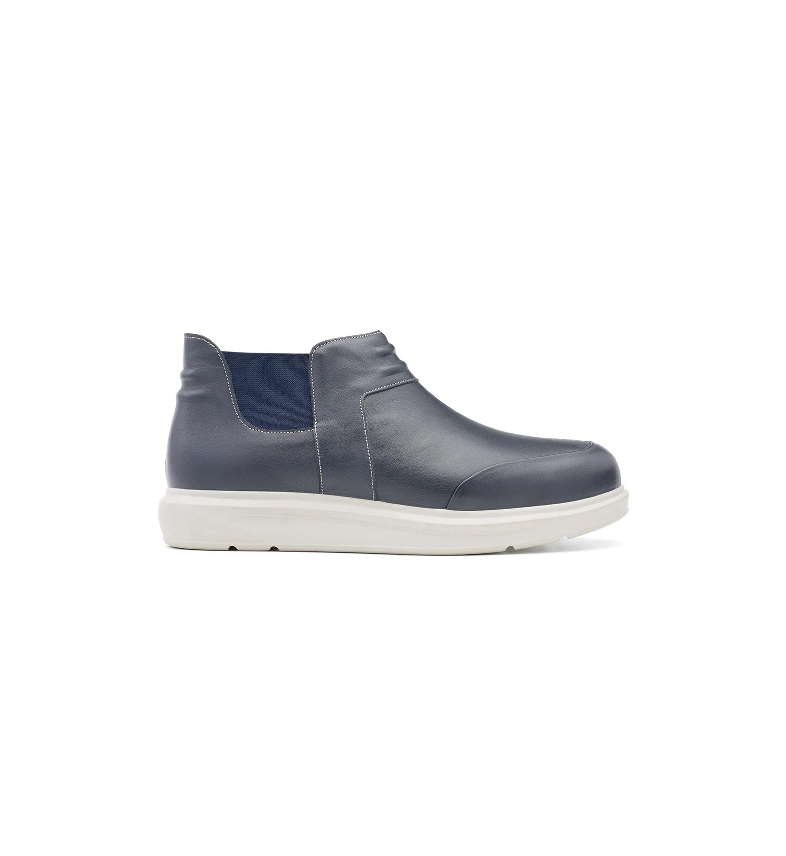 Men’s navy wide fit orthopedic ankle boots with cushioned sole and stylish supportive design – chelsea model.