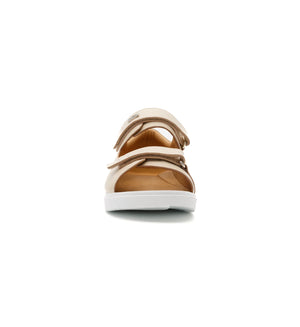 Beige Cove extra wide orthopedic sandals with dual adjustable straps – front view