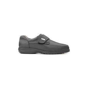 Diabetic-friendly black leather shoes for men with antibacterial lining