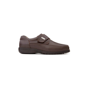 Diabetic-friendly brown leather shoes for men with antibacterial lining
