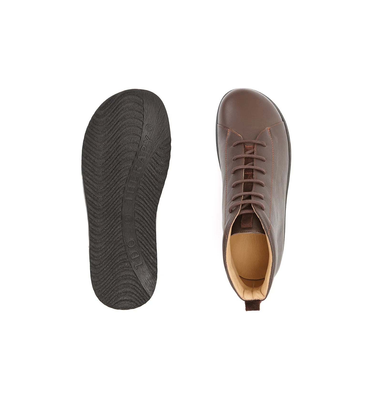 Men’s brown diabetic boots with a removable cushioned insole, suitable for custom orthotics – Forge model.