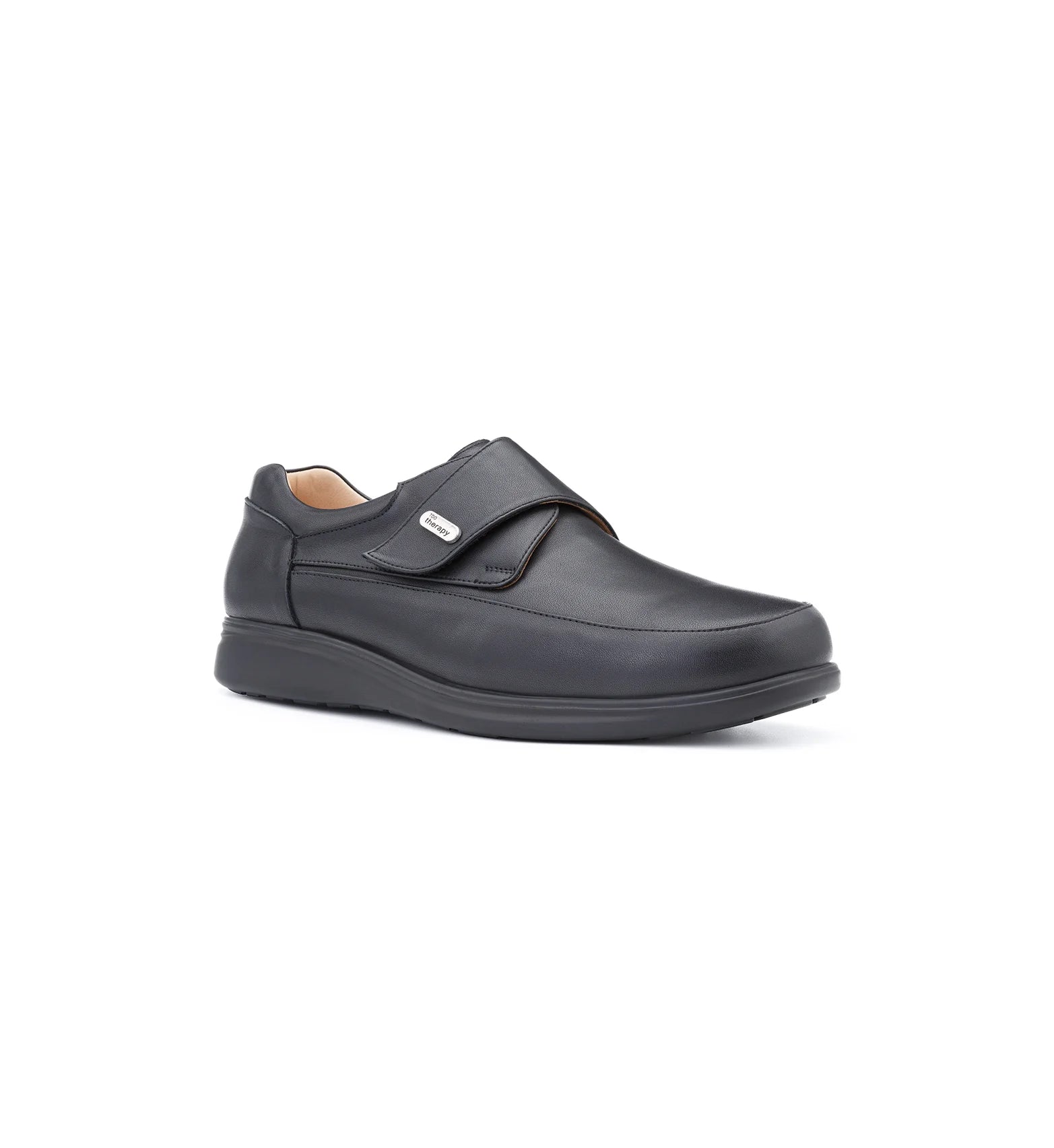 Men’s black orthopaedic diabetic shoes with seamless interior and memory foam