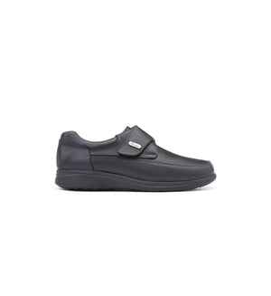 Diabetic-friendly black leather shoes for men with antibacterial lining