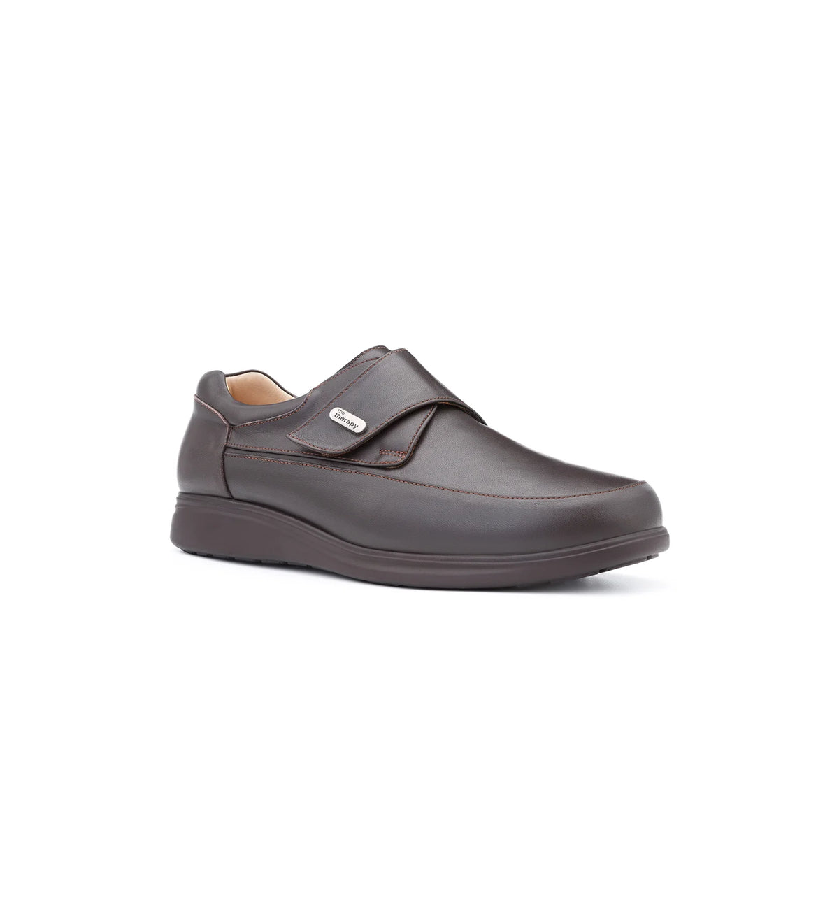 Men’s brown orthopaedic diabetic shoes with seamless interior and memory foam