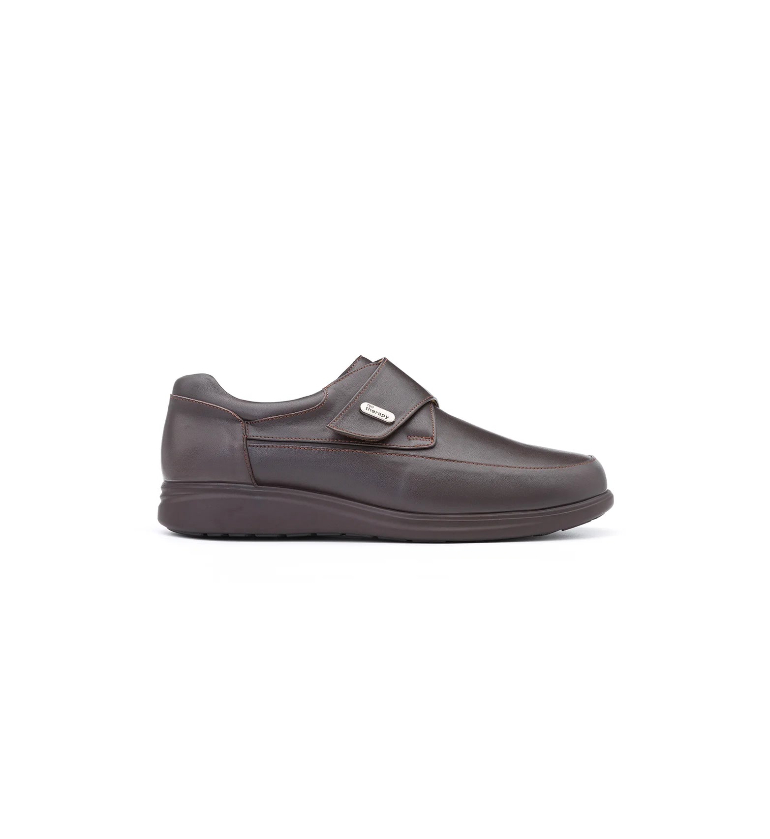 Diabetic-friendly brown leather shoes for men with antibacterial lining