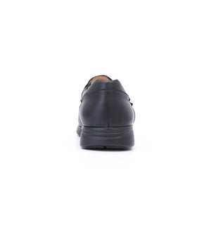 Rear view of black Kent men's comfort fit orthopaedic shoes showing a supportive heel counter and stable sole design.