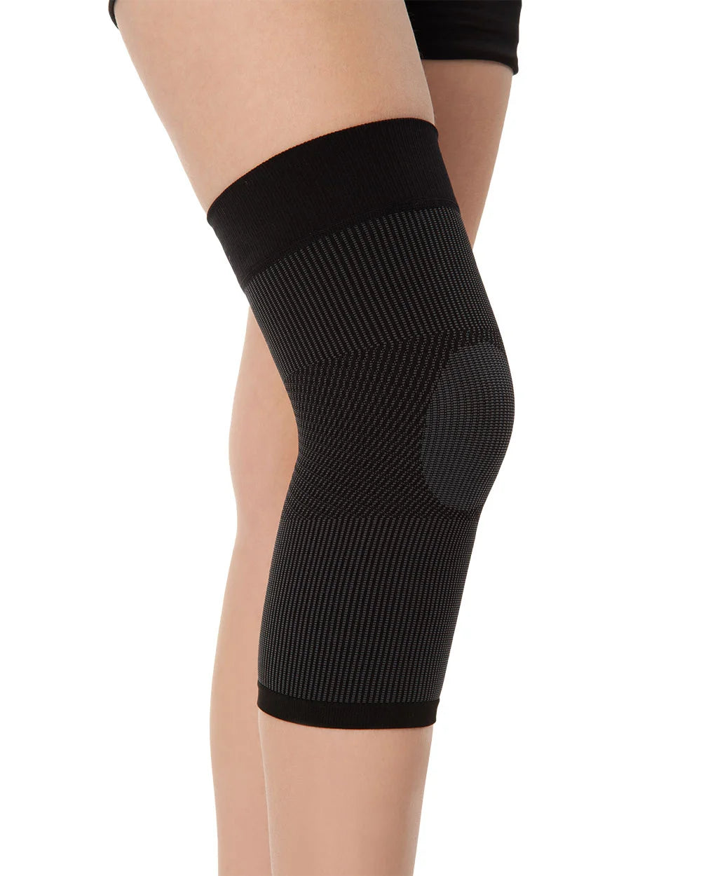 Knee support compression sleeve providing stability and pain relief for weak or injured knees