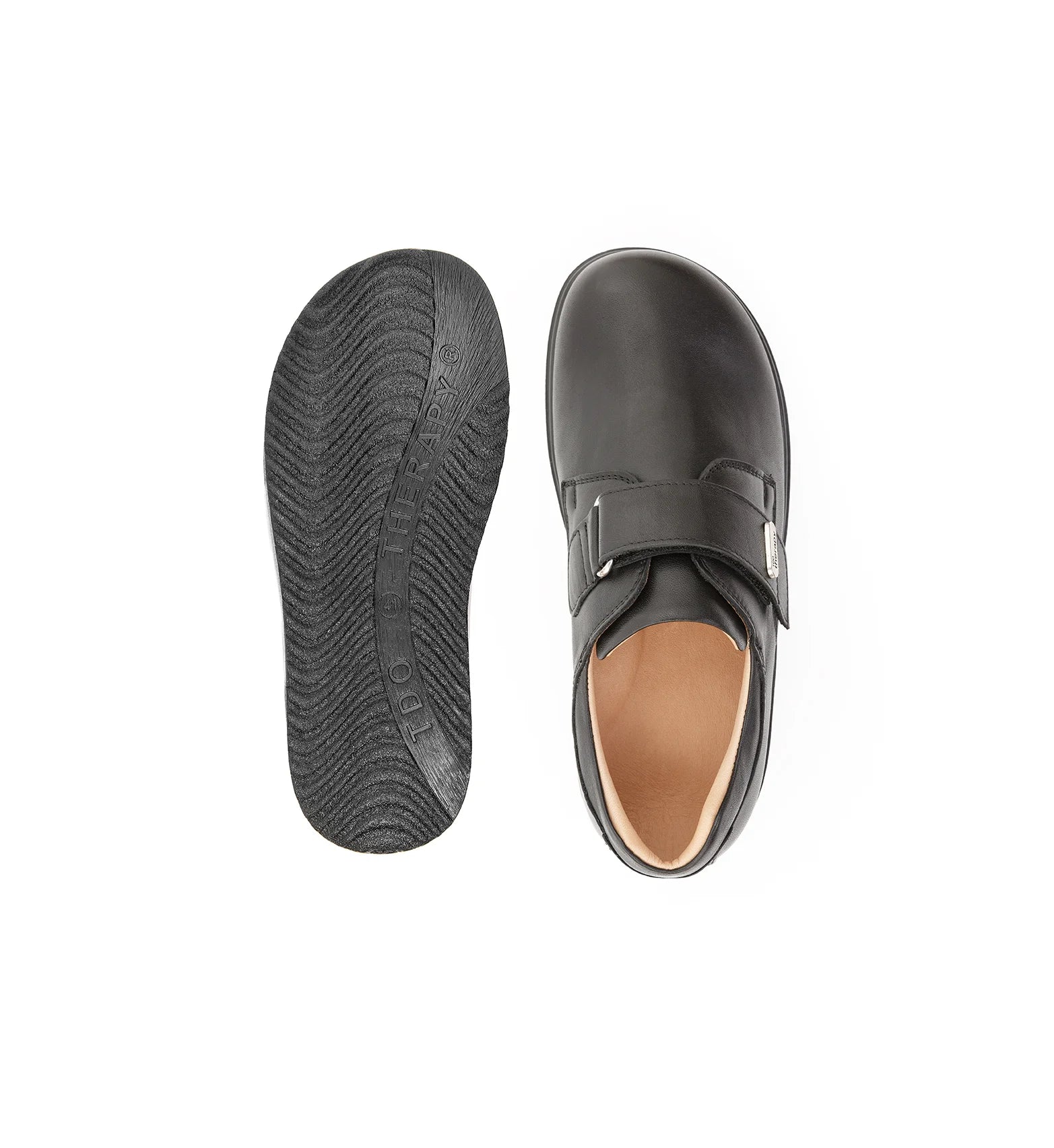 Top and outsole view of men’s extra depth medical shoe with non slip sole and wide fit for enhanced grip and safety