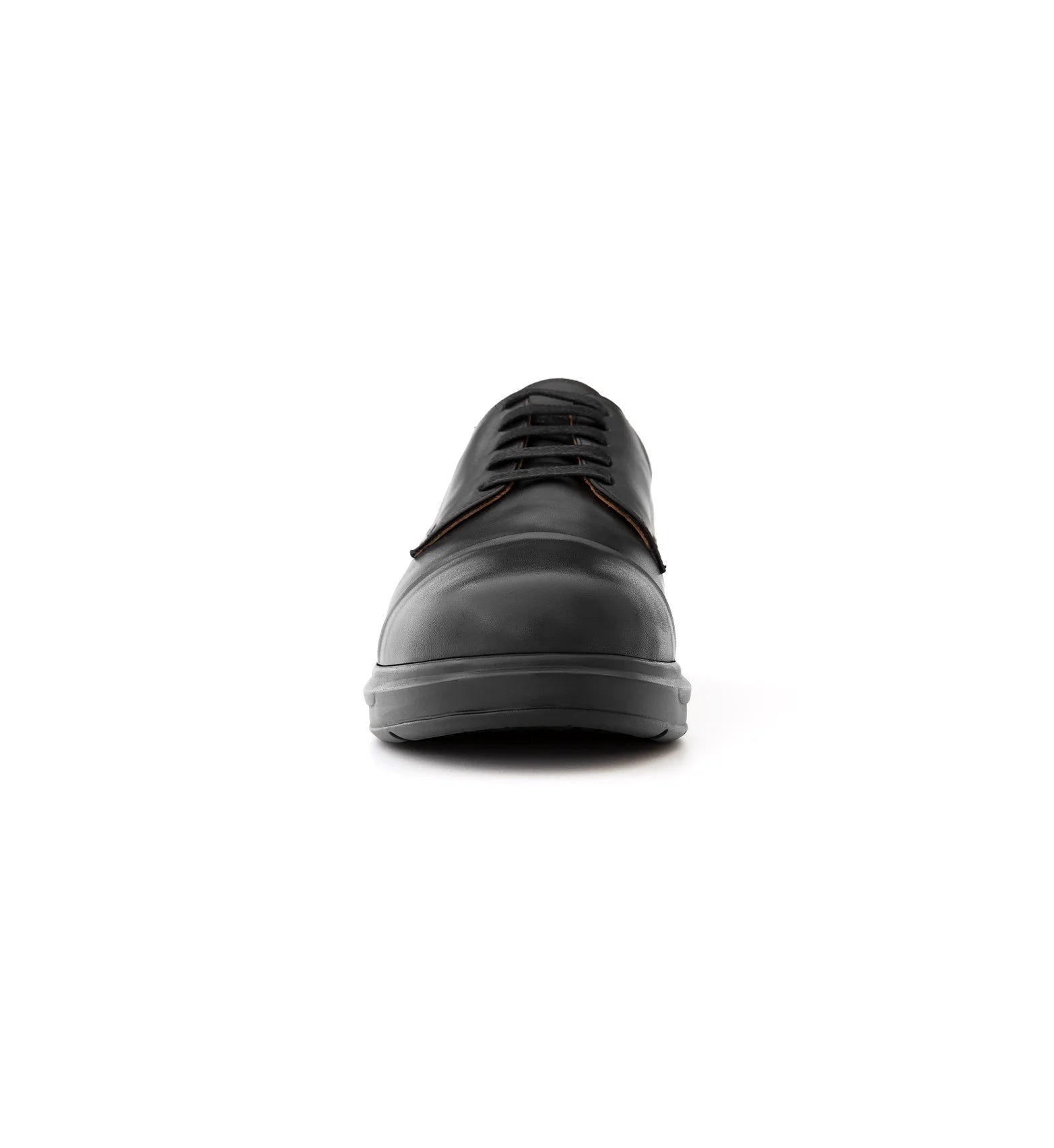 Men’s black orthopaedic lace-up shoes wide fit supportive sole front view