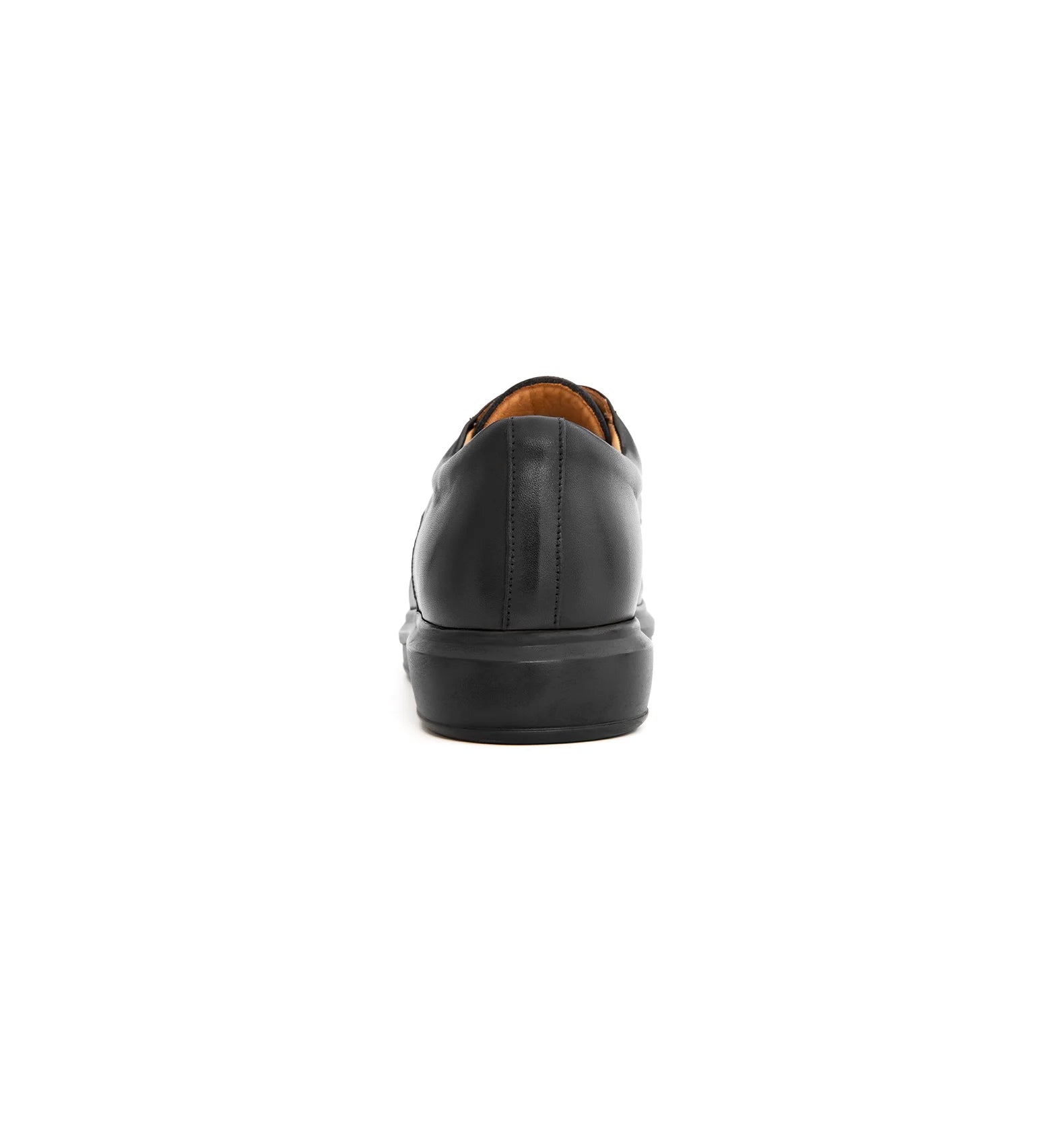 Men’s black orthopaedic shoes with reinforced heel support rear view