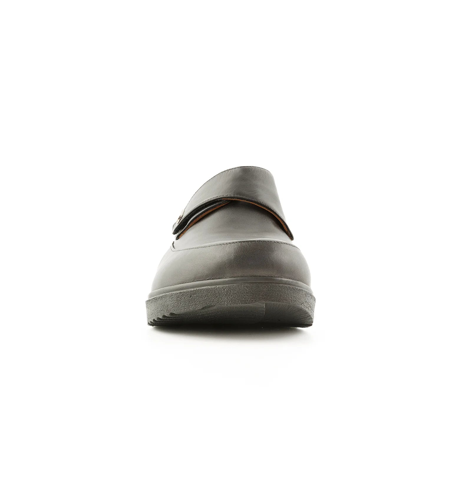 Men’s black orthopedic Velcro shoes with wide fit and supportive sole front view