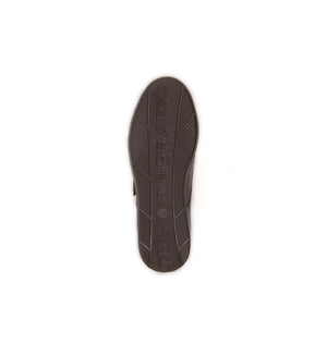 Rocker bottom outsole designed to promote a smoother walking motion and reduce pressure during everyday activities.