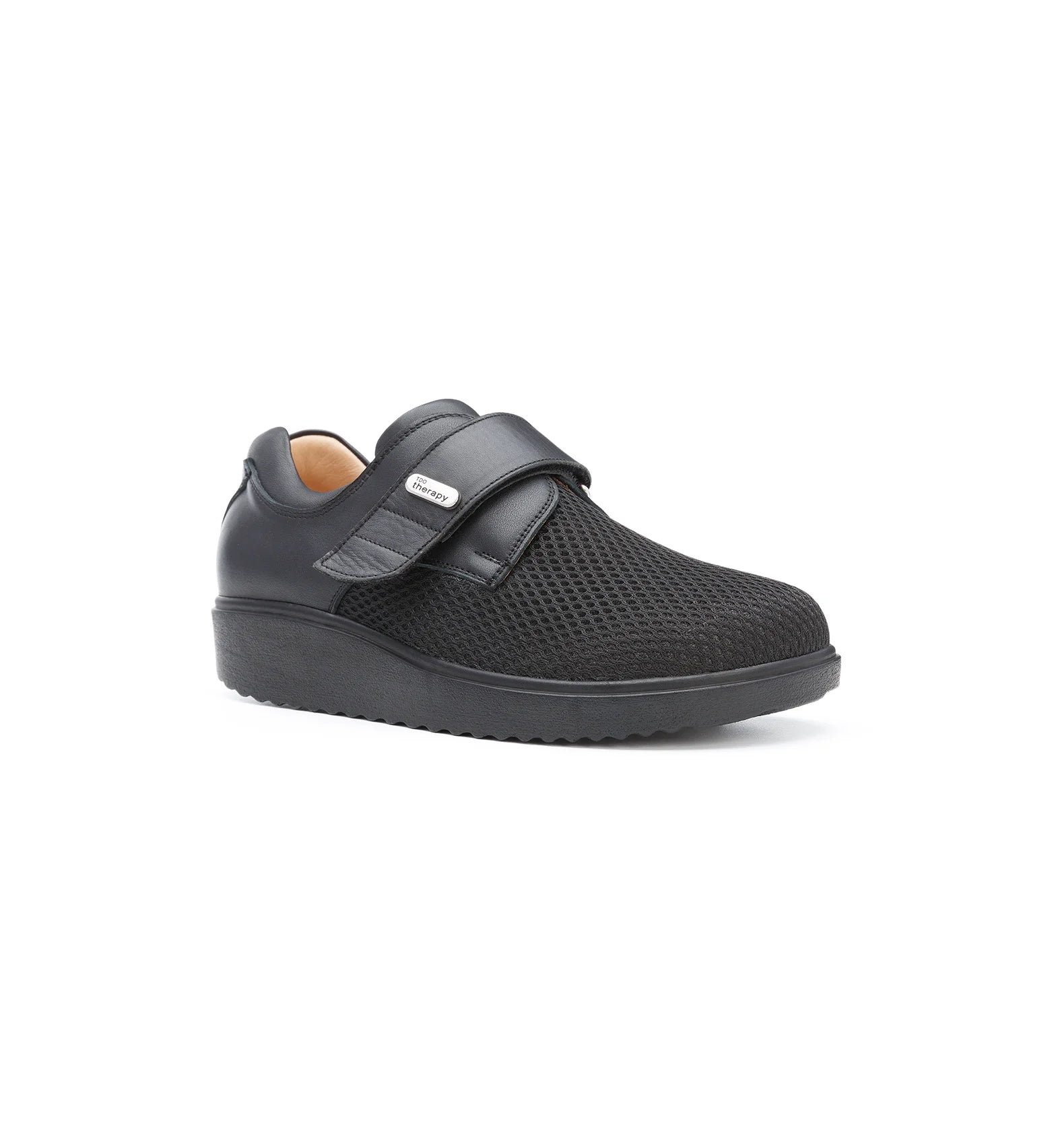 Men’s wide-fit orthopedic and diabetic shoe made from breathable mesh and soft leather