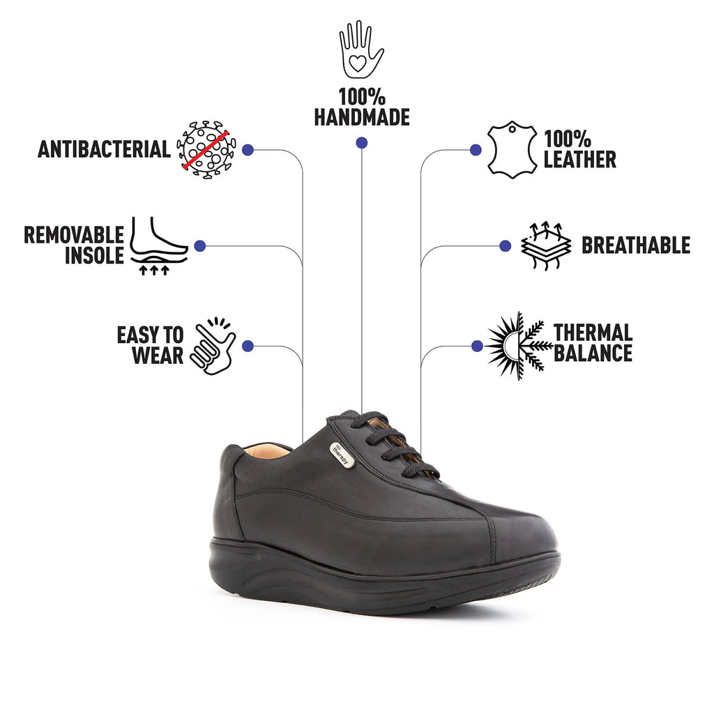 Comfortable orthopedic shoes made with soft calf leather.