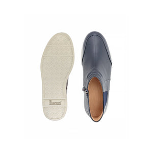 Men’s navy orthopedic Chelsea boots with cushioned insole for comfort and support – Porter footwear.