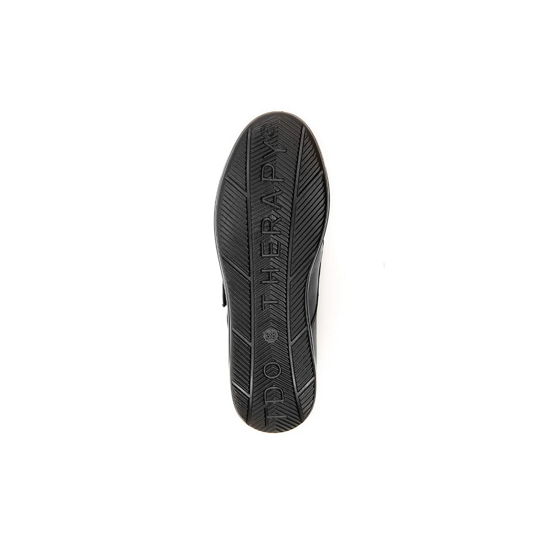 Diabetic-friendly shoe with removable insole and rocker sole for foot support.