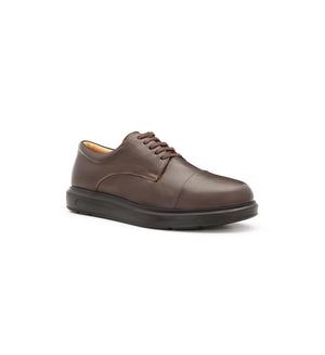 Brown Windsor men's comfort Oxford shoes with a roomy toe box and classic leather design.