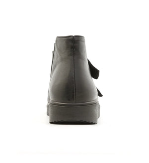 Women’s black orthopaedic boots with reinforced heel support rear view