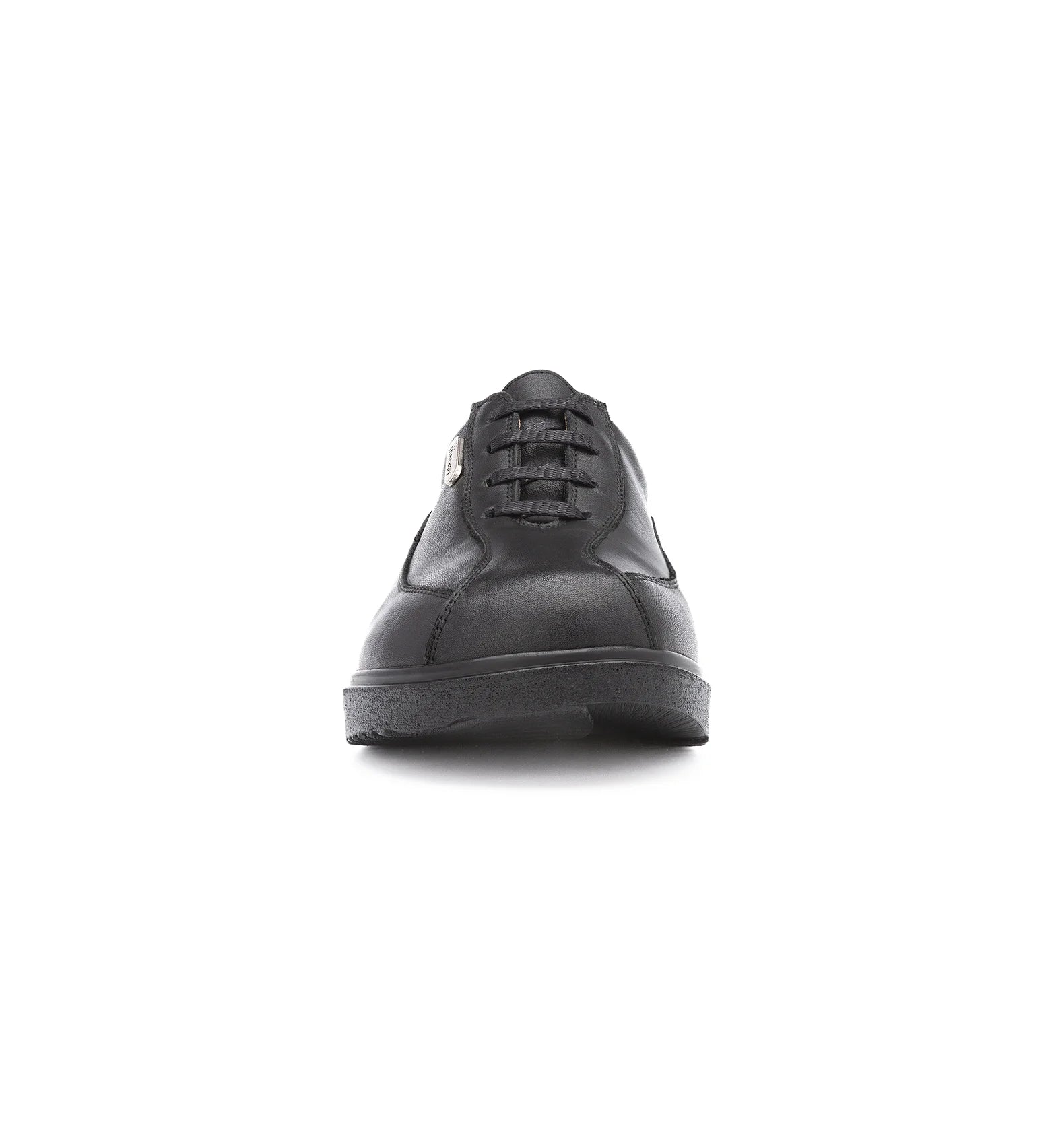 Women’s black orthopaedic lace-up shoes wide fit supportive sole front view
