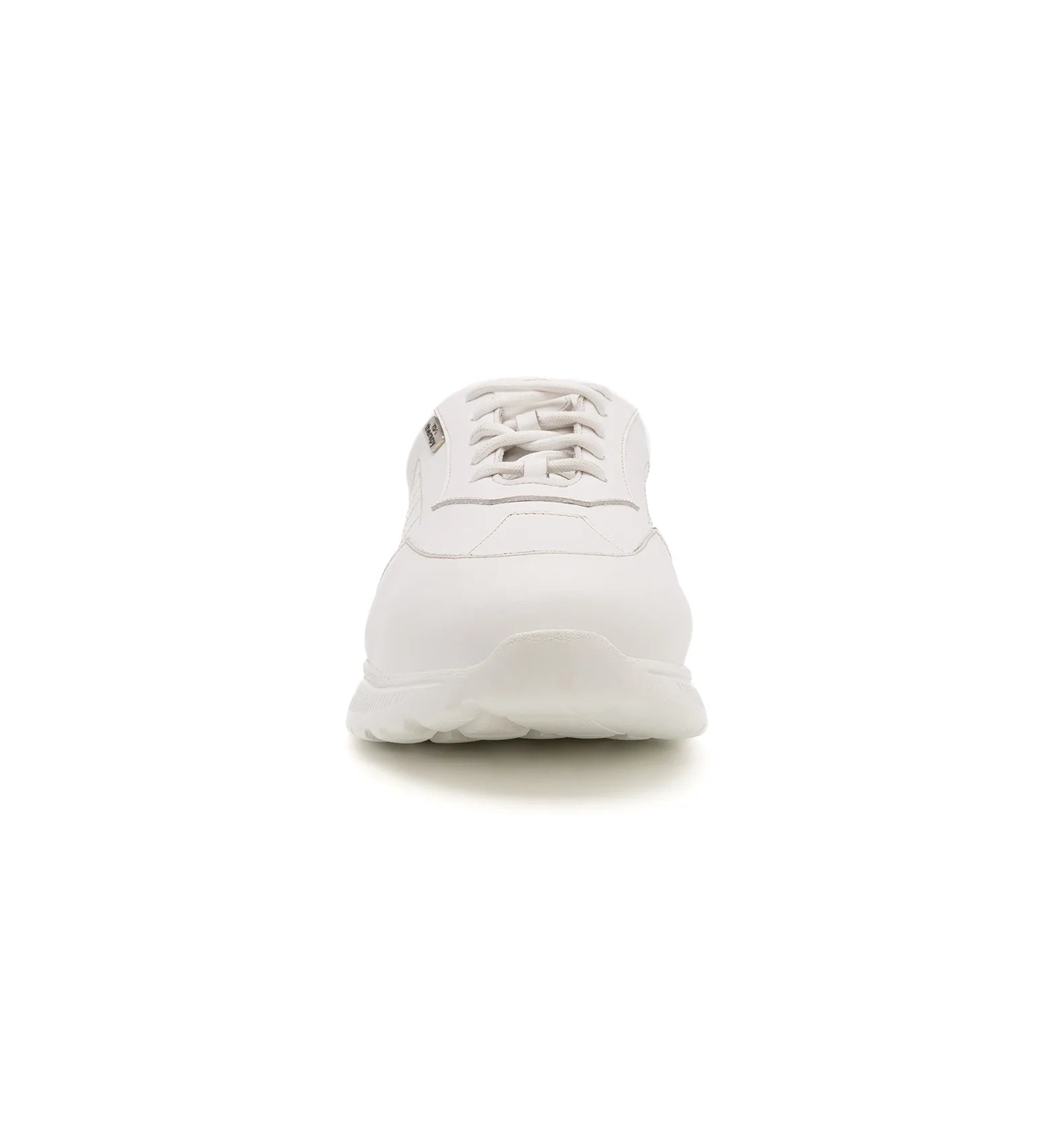 Women’s white wide and deep slip resistant trainer with supportive structure and lace closure